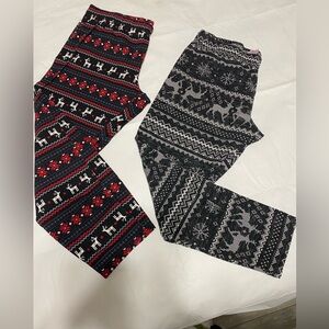 No Boundaries Christmas Patterned Leggings - 2 pair